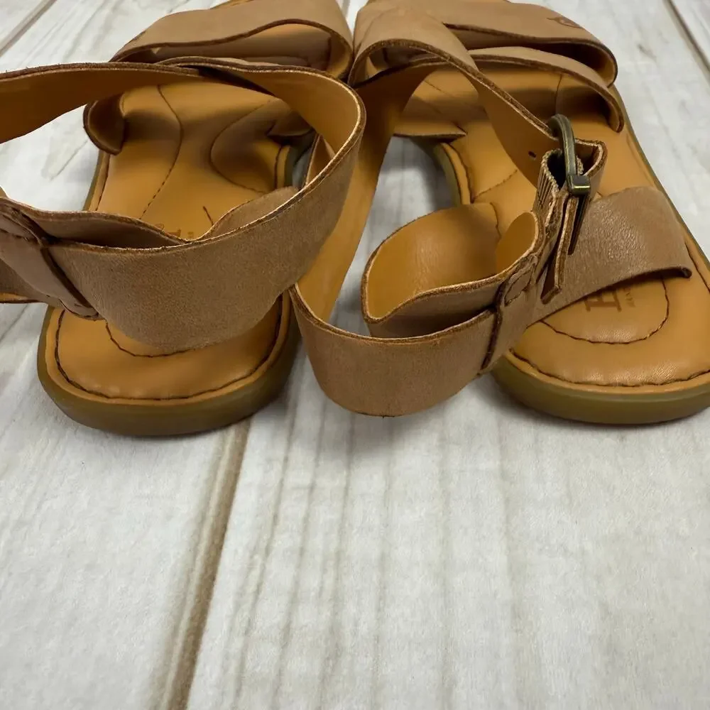 BORN Womens Tan Leather Strappy Ankle Strap Sandals‎ Size 7